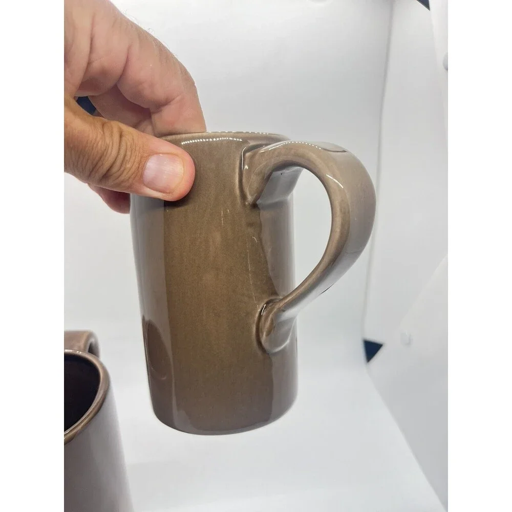 Pottery Barn Studio Mugs by Barbara Eigen Tall Coffee Mugs Set of 2 Brown